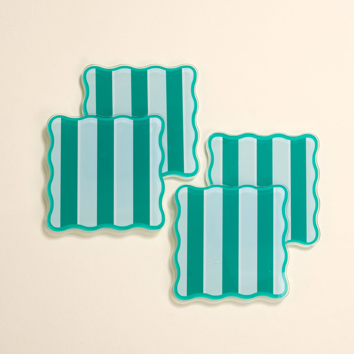 Sicily Stripes Teal Table Talk Acrylic Coaster Set