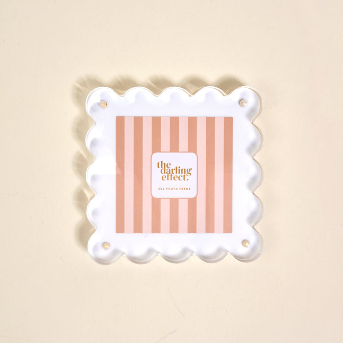 White Square Scalloped Acrylic Frame