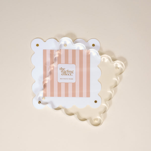 White Square Scalloped Acrylic Frame