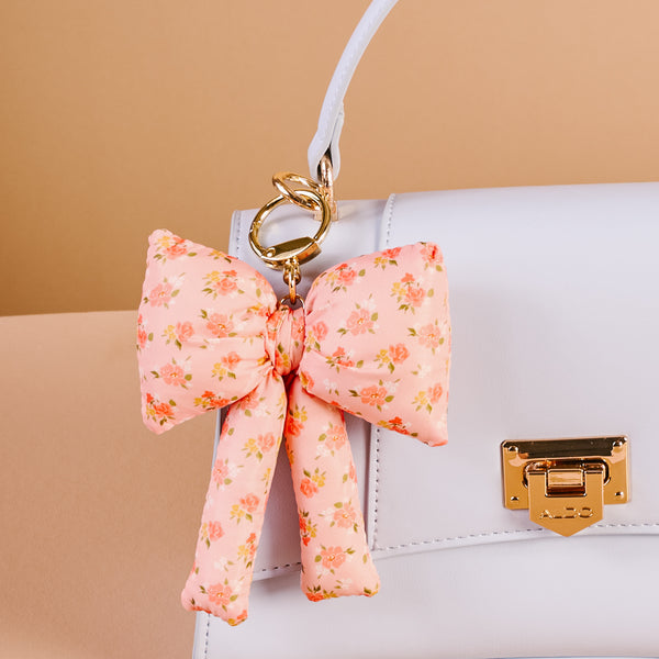Peachy Petals Puffy Bow Bag Charm