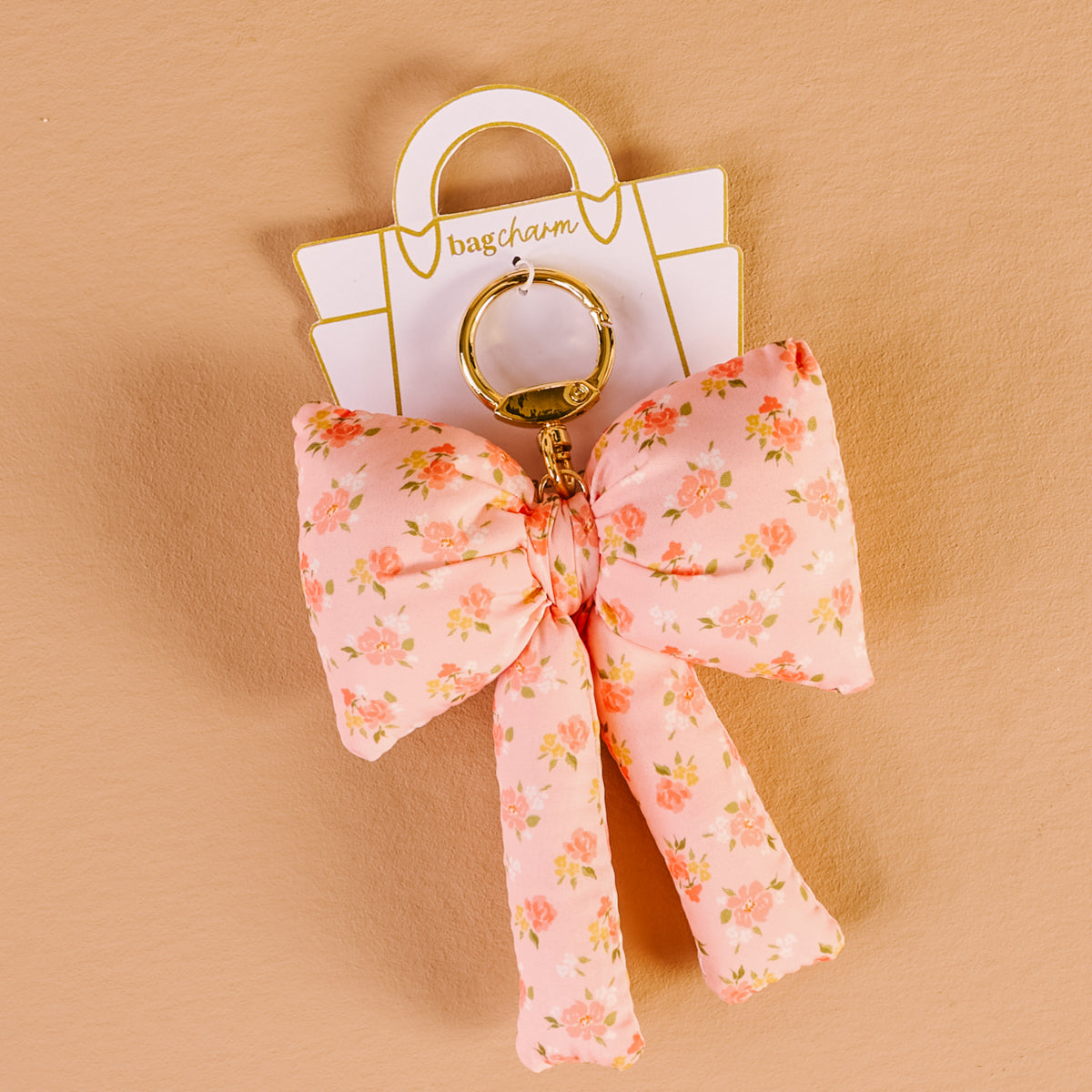 Peachy Petals Puffy Bow Bag Charm