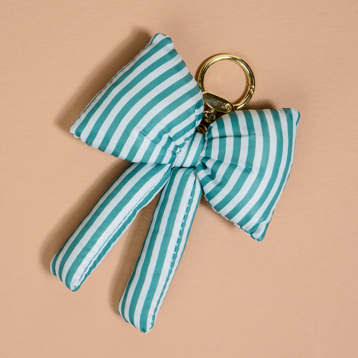 Sicily Stripes Teal Puffy Bow Bag Charm