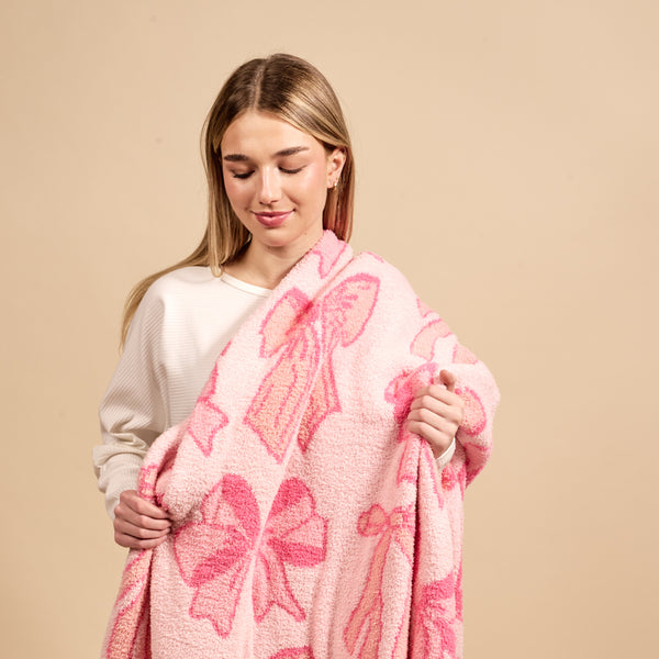 Blushing Bows Pink Cozy Dreams Luxe Blanket