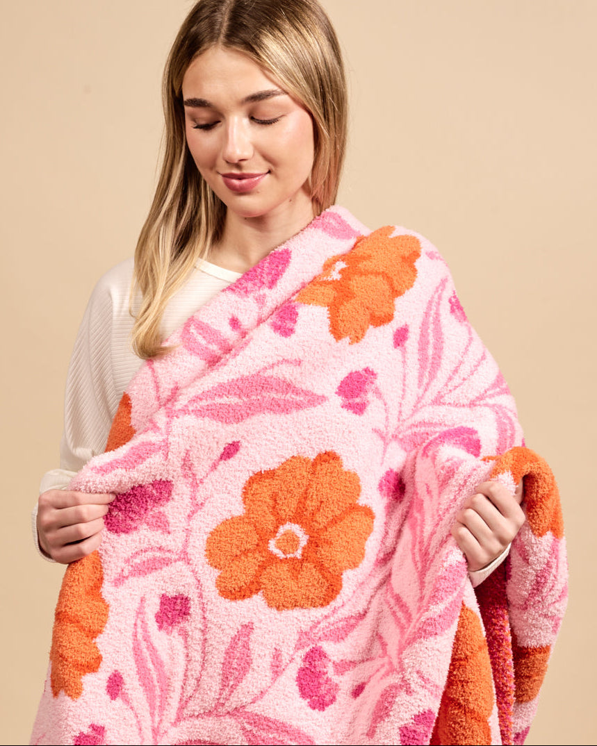 Poppin' Petals Hot Pink Cozy Dreams Luxe Blanket