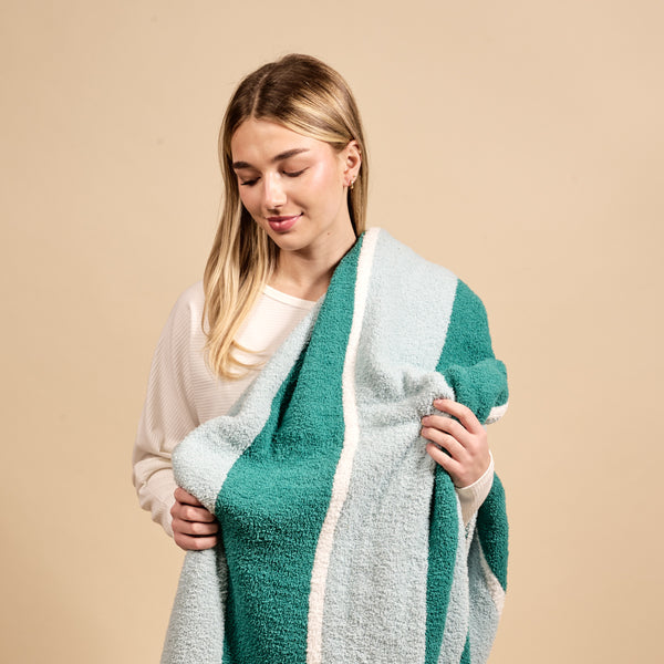 Sicily Stripes Teal Cozy Dreams Luxe Blanket