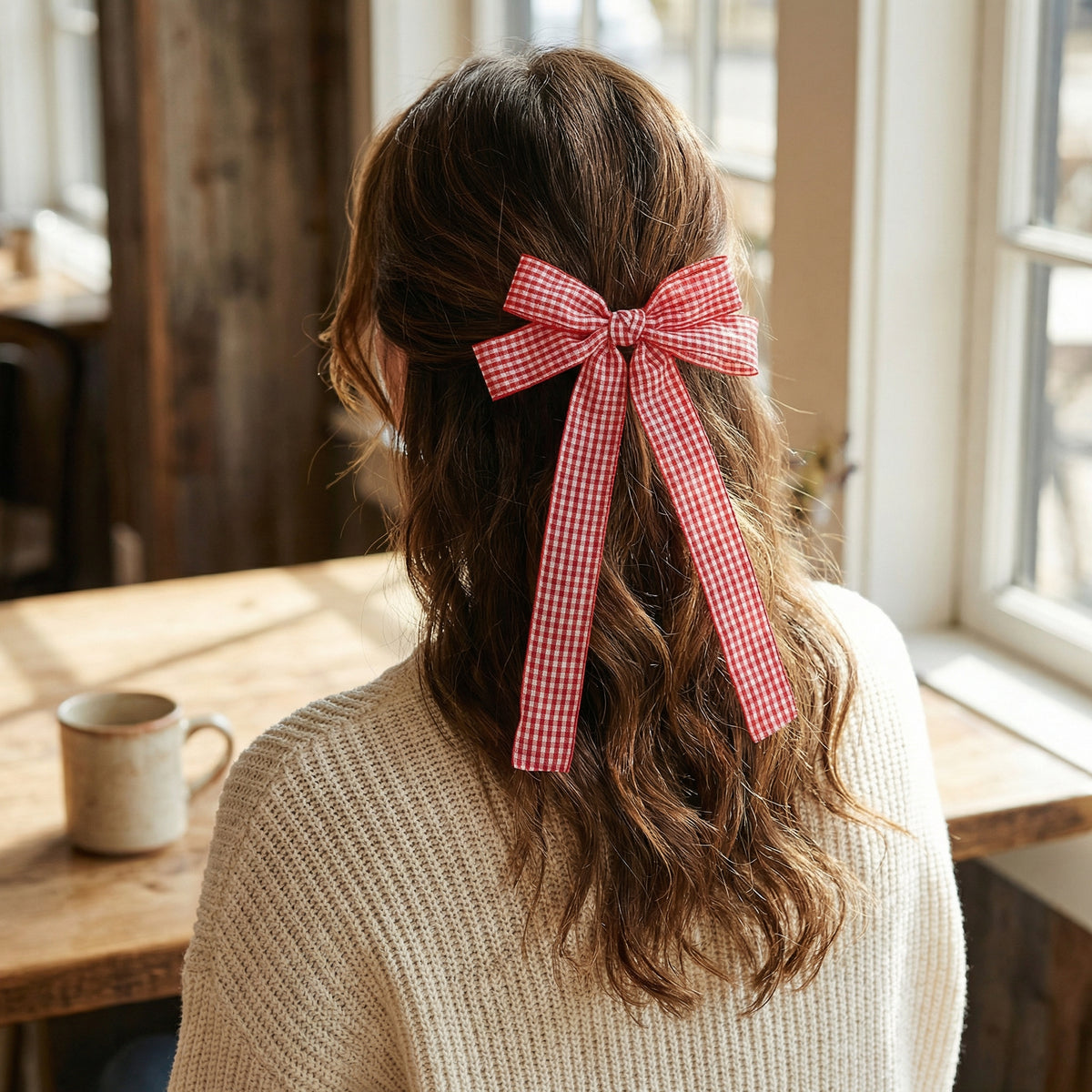 Gingham Red Double Take Hair Bow