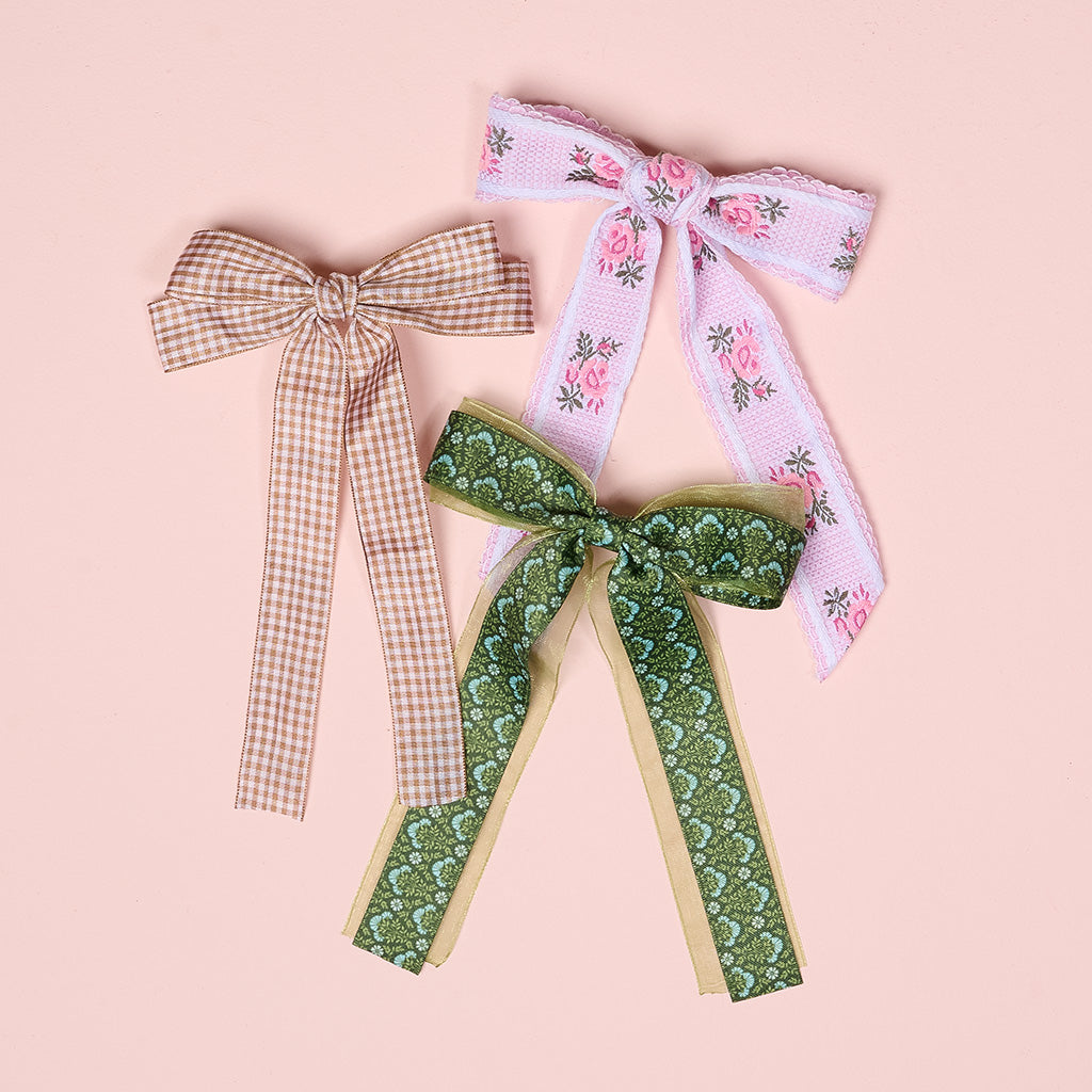 Gingham Tan Double Take Hair Bow