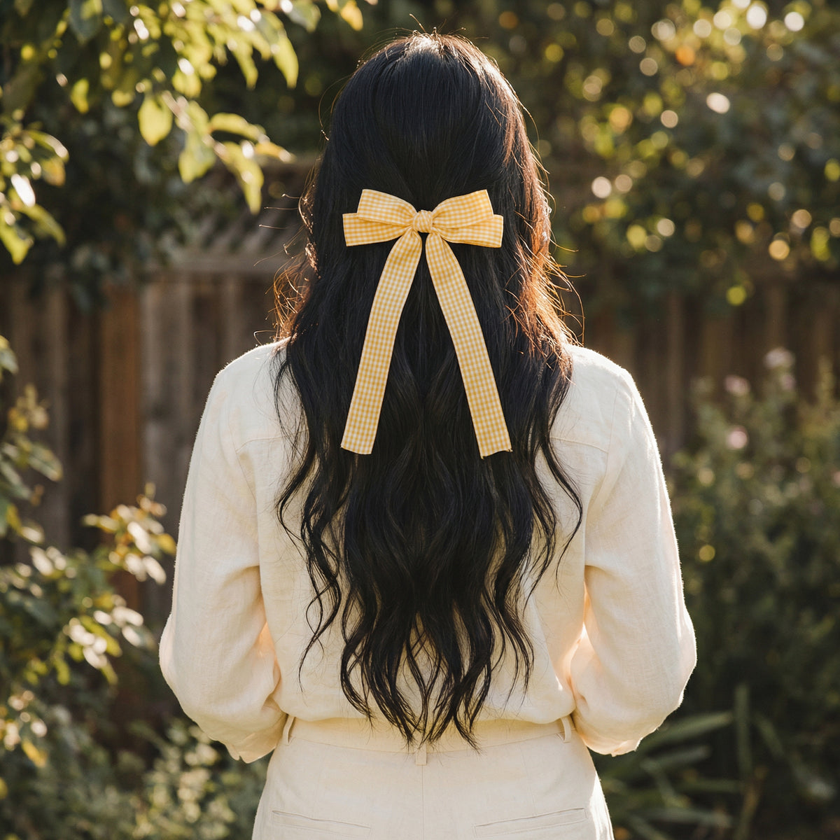 Gingham Yellow Double Take Hair Bow