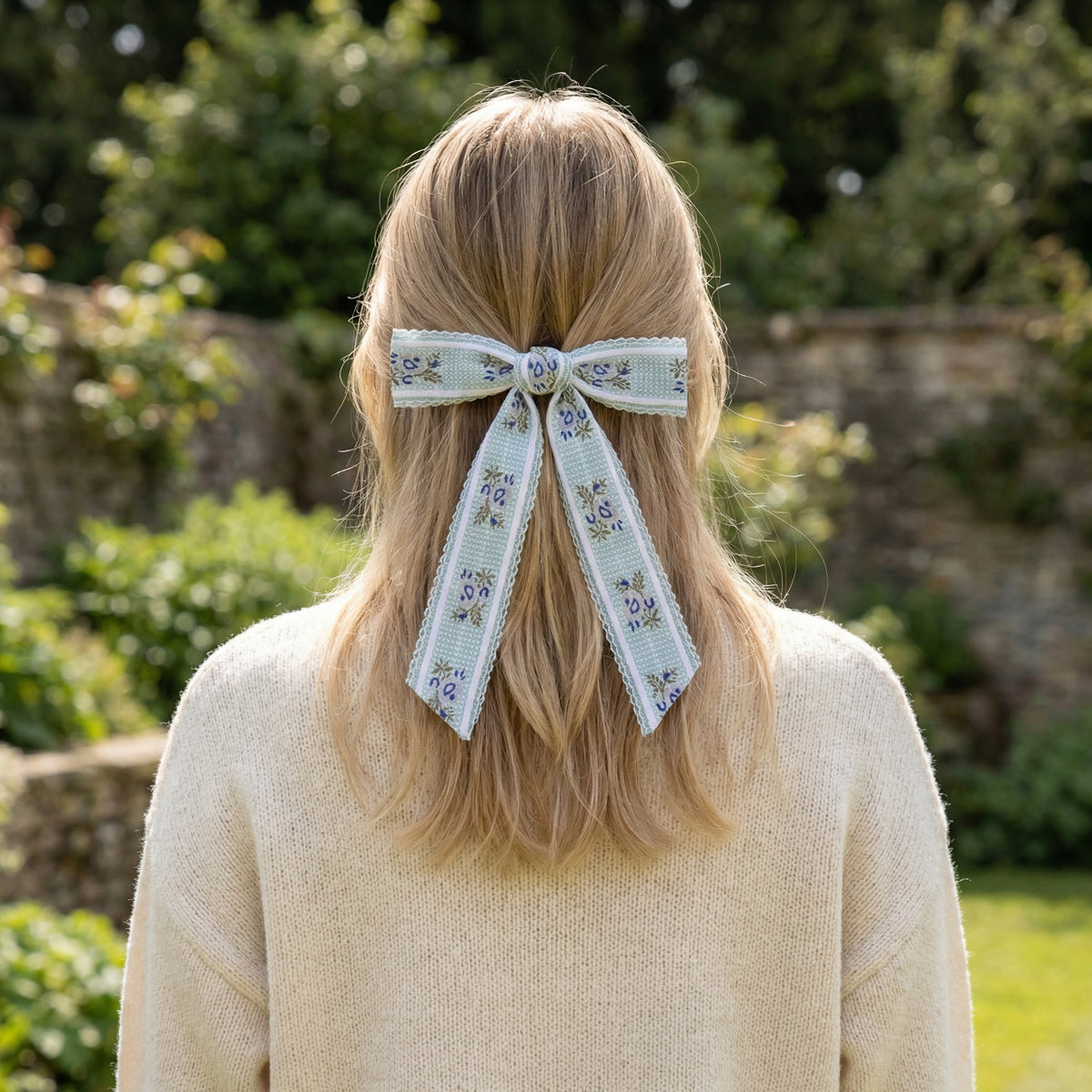 Blue Heirloom Rosette Hair Bow