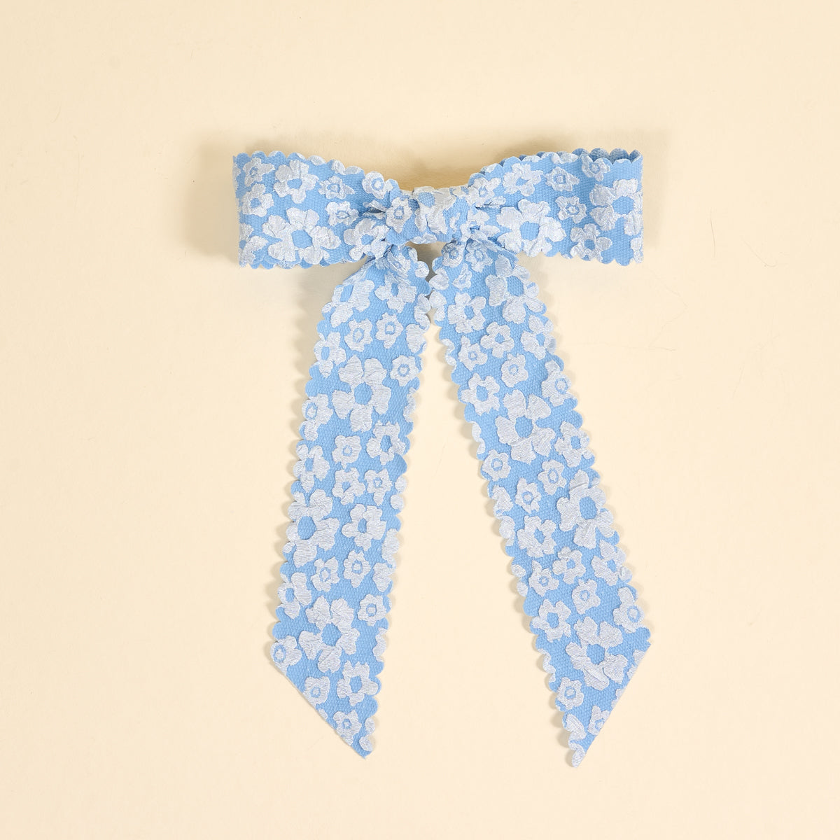 Blue Flower Scallop Hair Bow