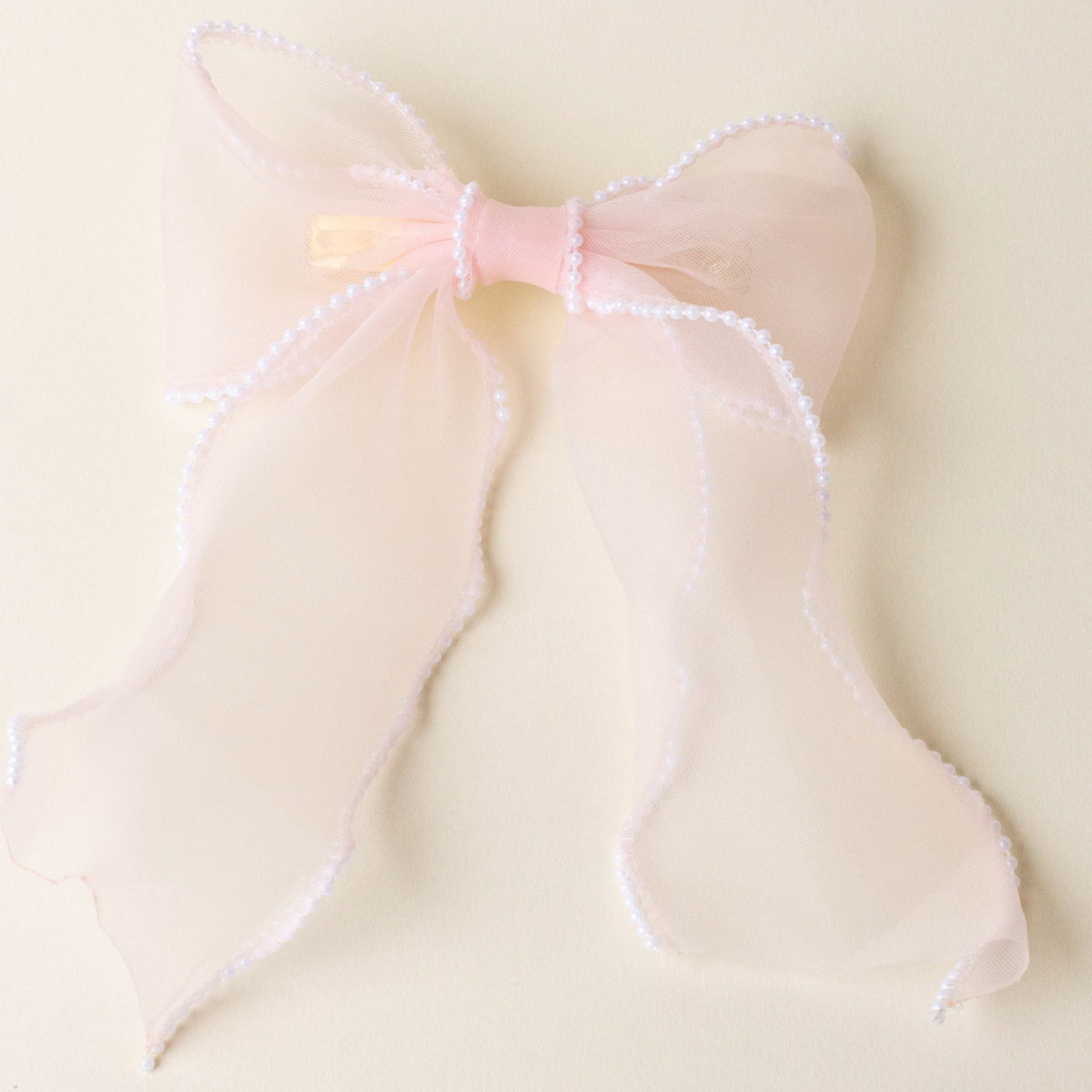 Blush Sheer Pearl Hair Bow
