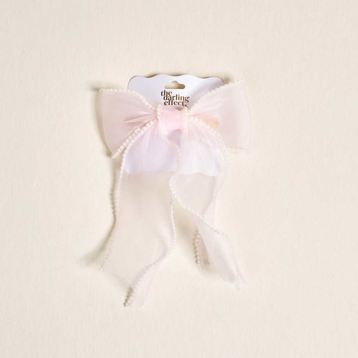 Blush Sheer Pearl Hair Bow