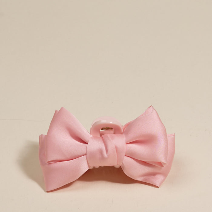 Blush Mini Satin Bow Claw Clip
