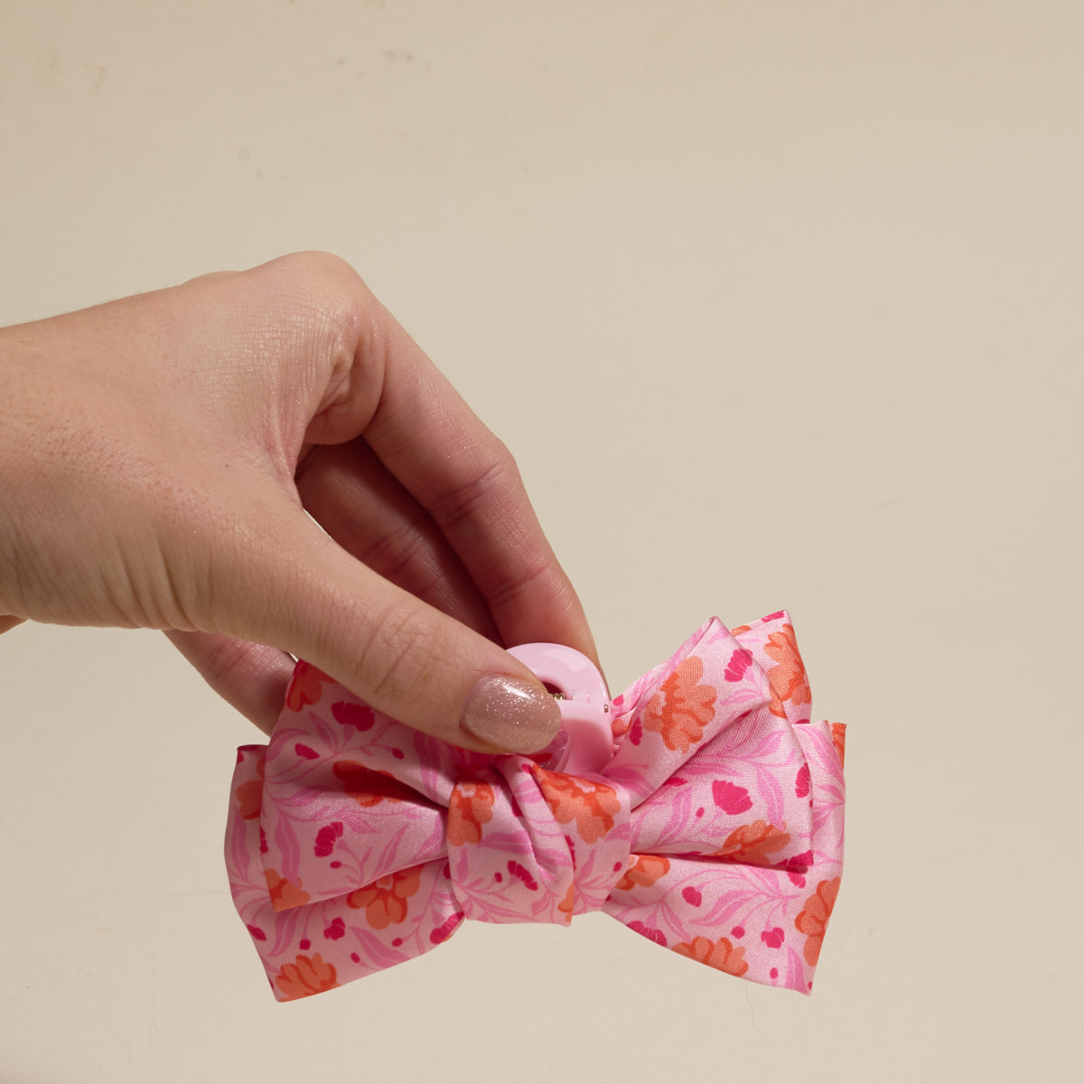 Poppin' Petals Hot Pink Mini Satin Bow Claw Clip