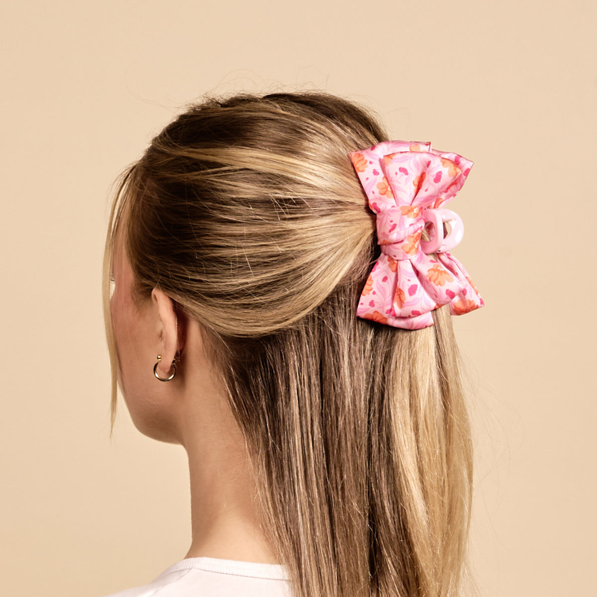 Poppin' Petals Hot Pink Mini Satin Bow Claw Clip