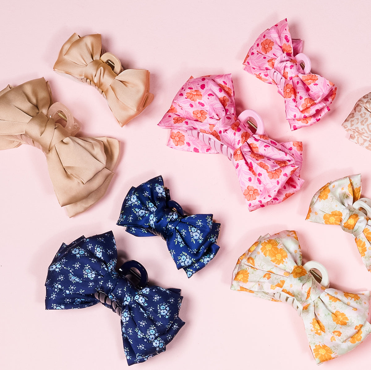 Poppin' Petals Hot Pink Mini Satin Bow Claw Clip