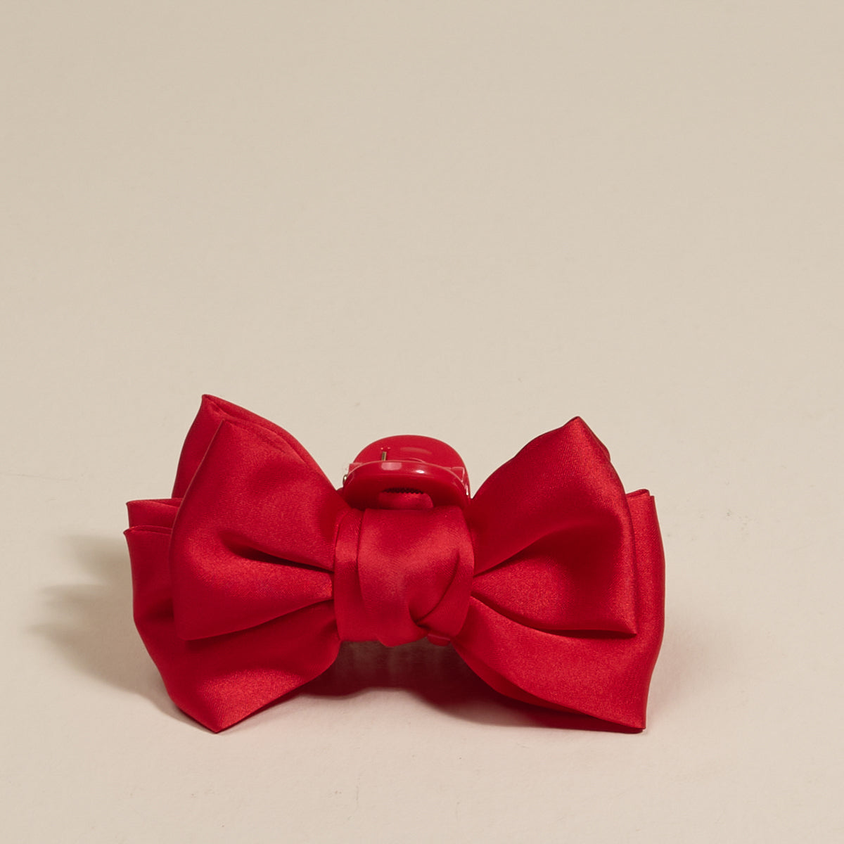 Red Mini Satin Bow Claw Clip
