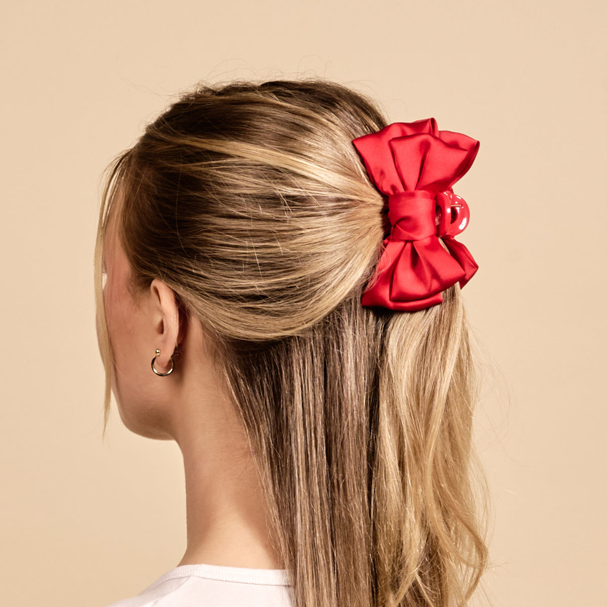 Red Mini Satin Bow Claw Clip
