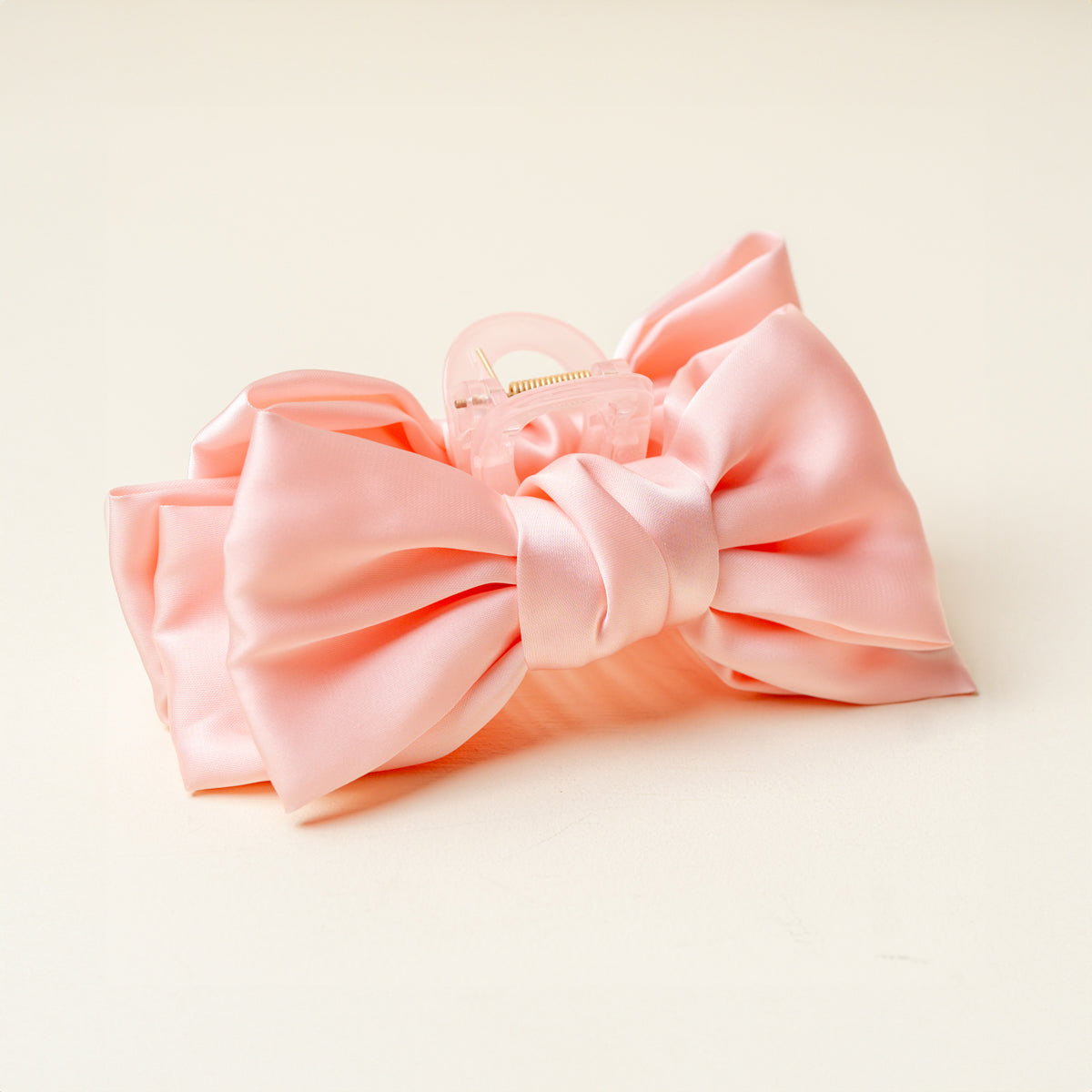 Blush Satin Bow Claw Clip