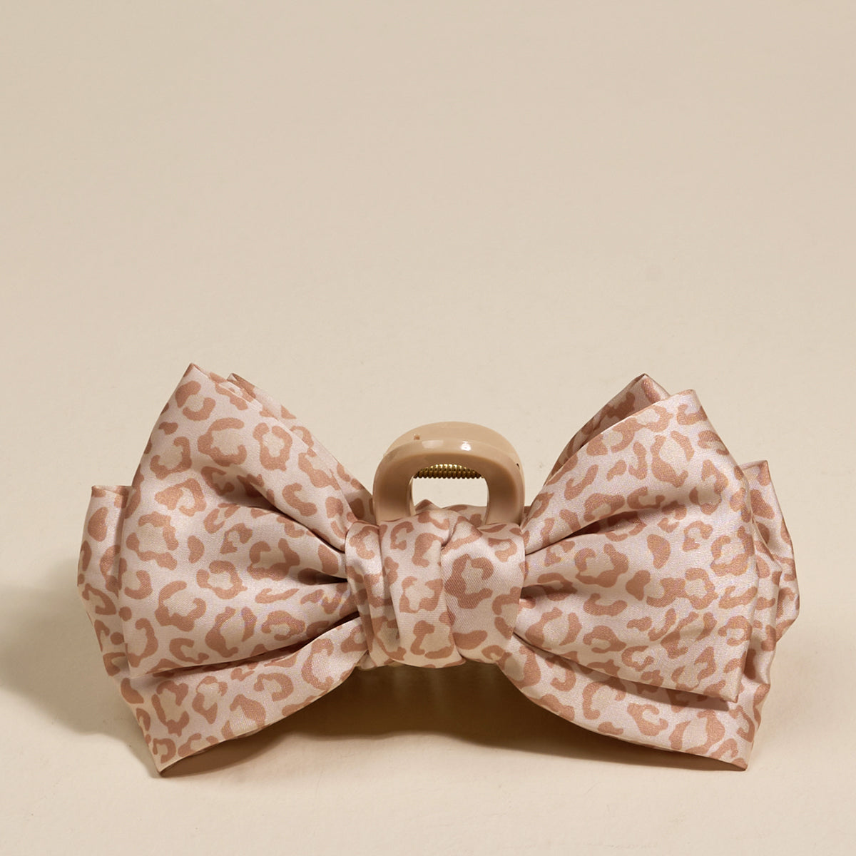 Cheetah Satin Bow Claw Clip