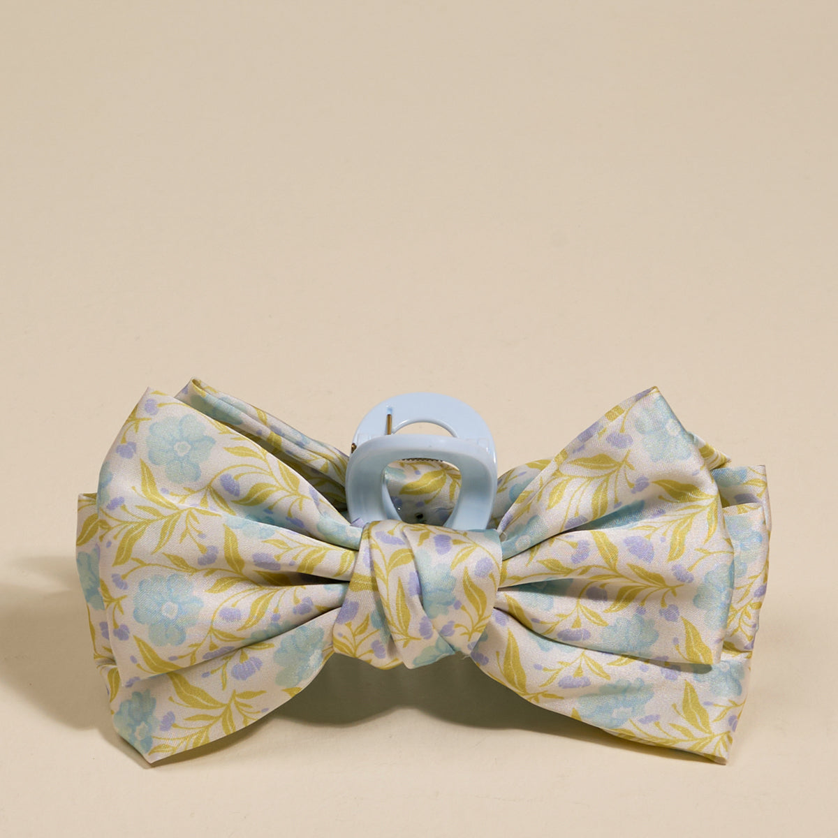 Poppin' Petals Aqua Satin Bow Claw Clip