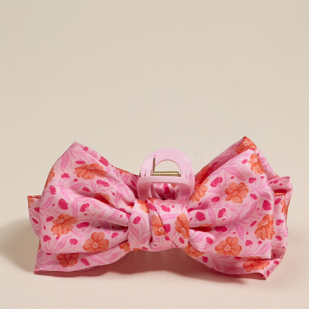 Poppin' Petals Hot Pink Satin Bow Claw Clip