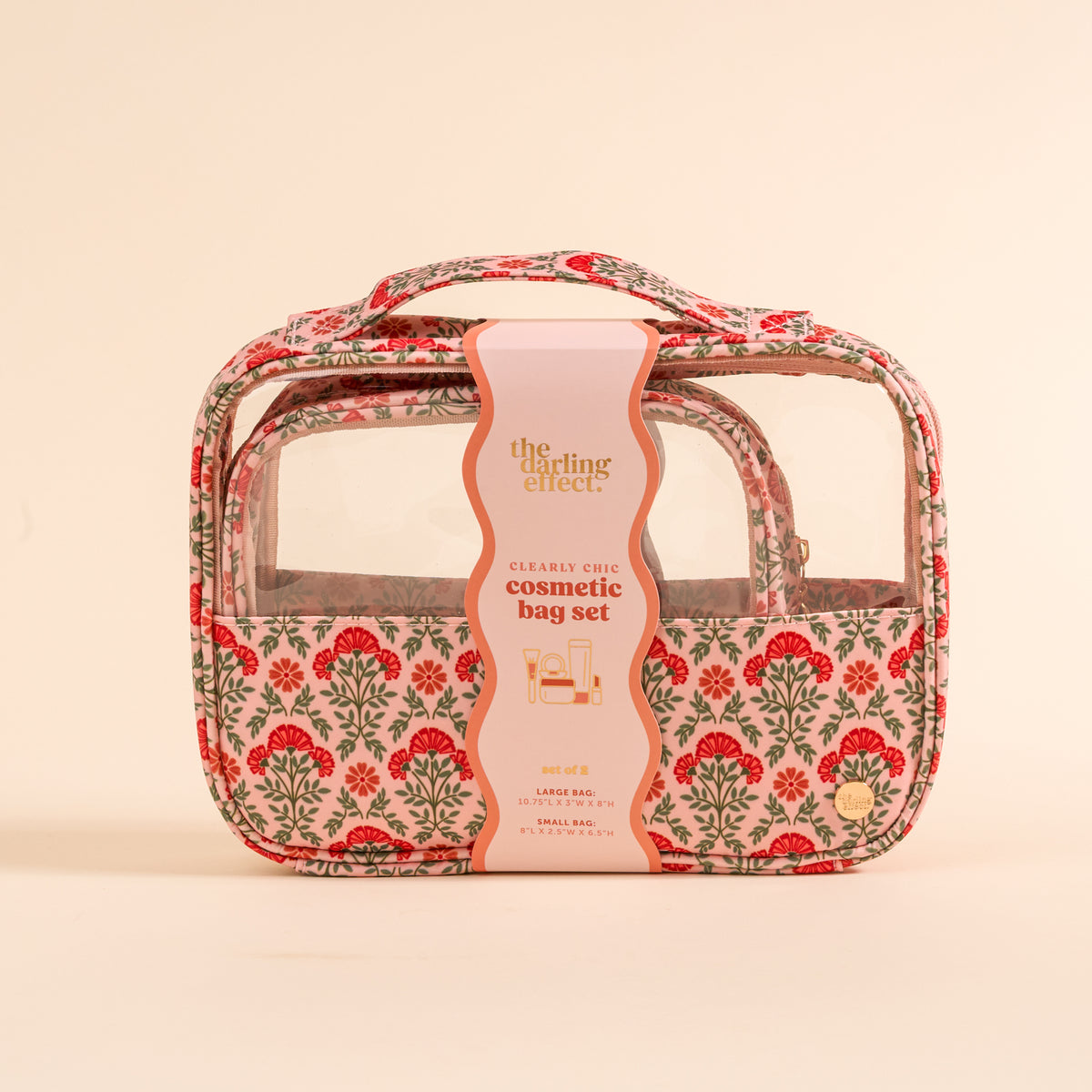 Everbloom Dusty Rose Clearly Chic Cosmetic Bag Set