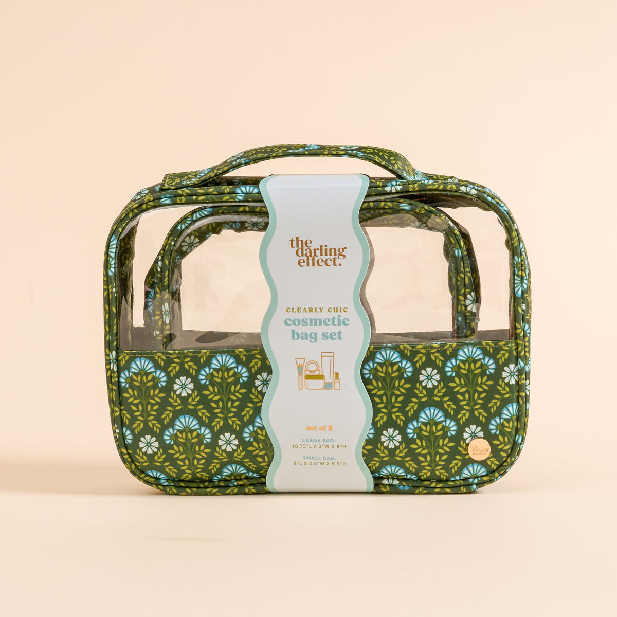 Everbloom Forest Green Clearly Chic Cosmetic Bag Set
