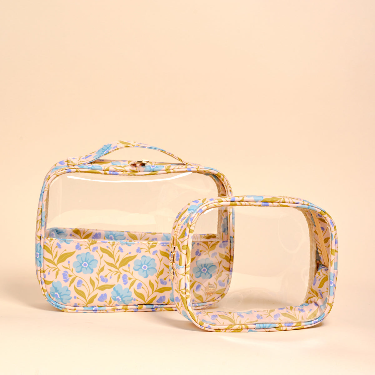 Poppin' Petals Aqua Clearly Chic Cosmetic Bag Set