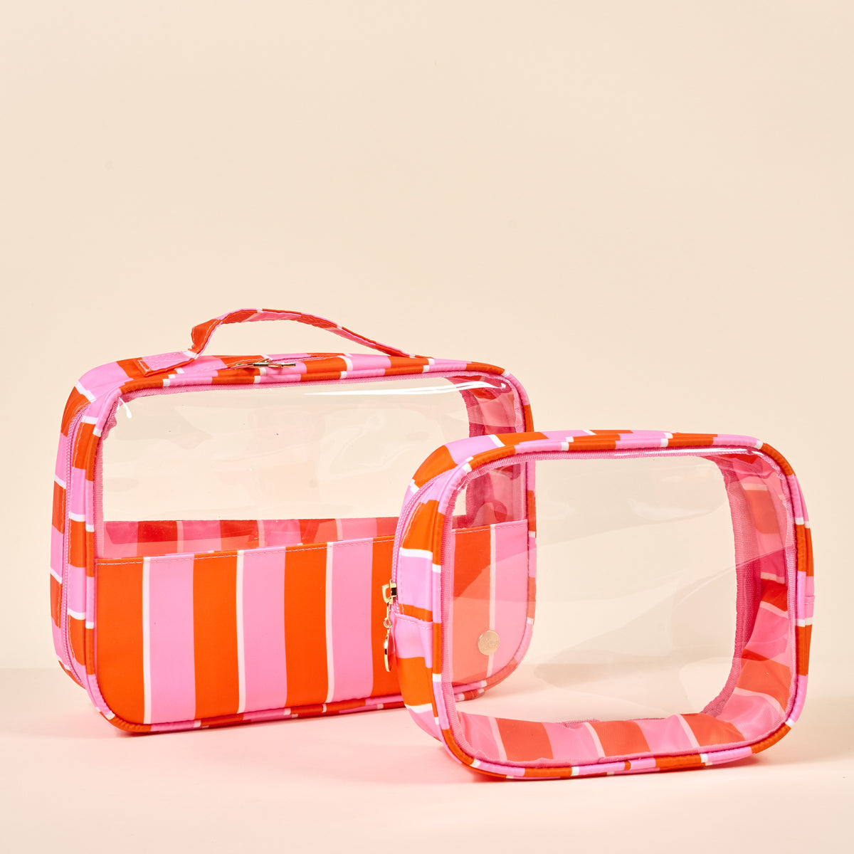 Sicily Stripes Pink Clearly Chic Cosmetic Bag Set