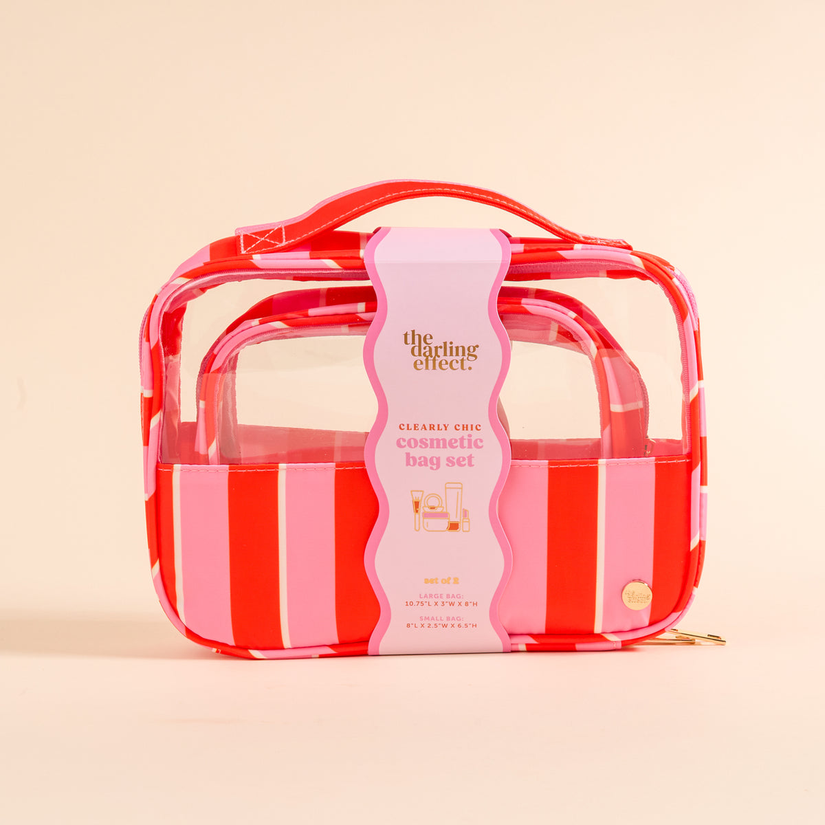 Sicily Stripes Pink Clearly Chic Cosmetic Bag Set
