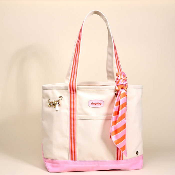 Sicily Stripes Pink The Darling Canvas Tote Bag