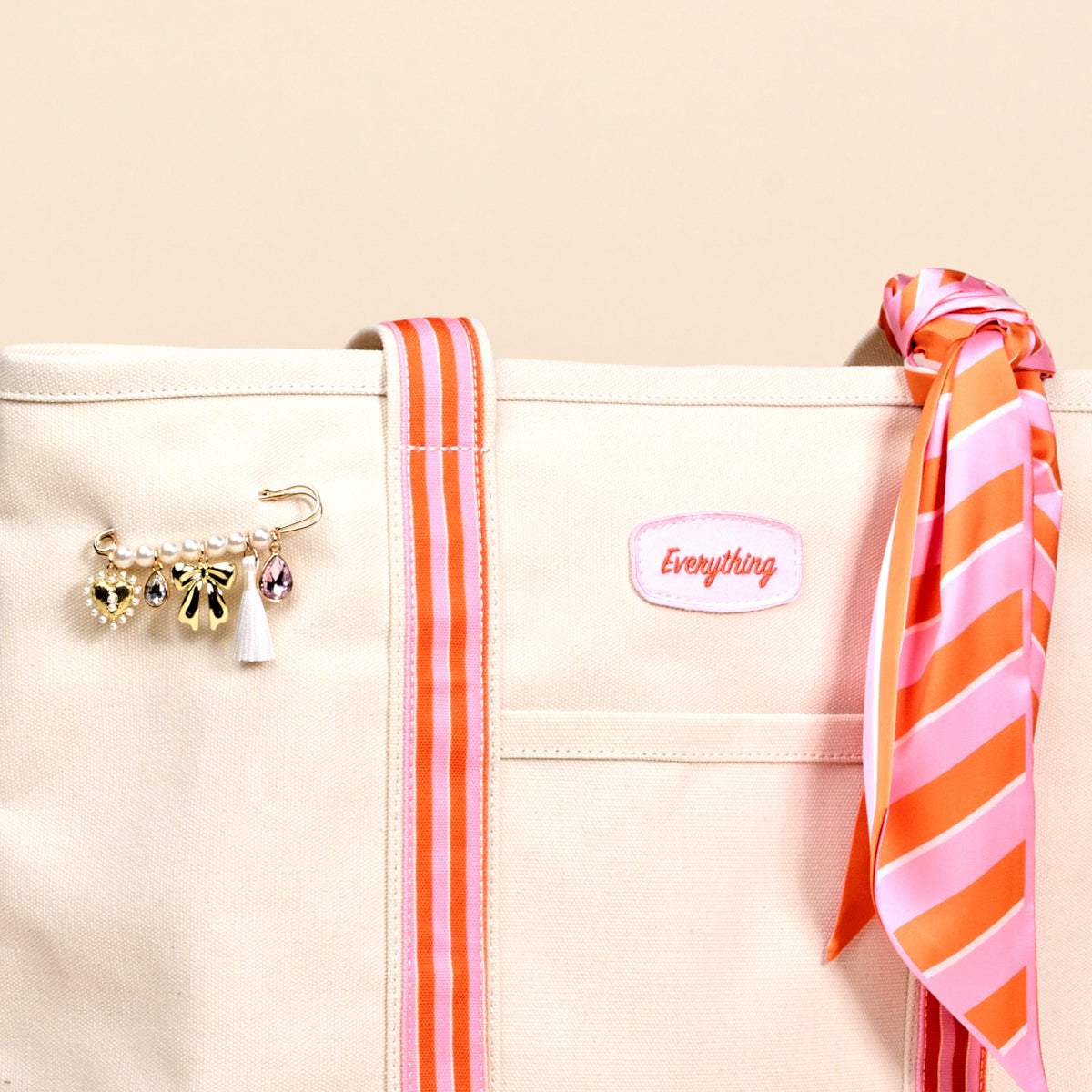 Sicily Stripes Pink The Darling Canvas Tote Bag