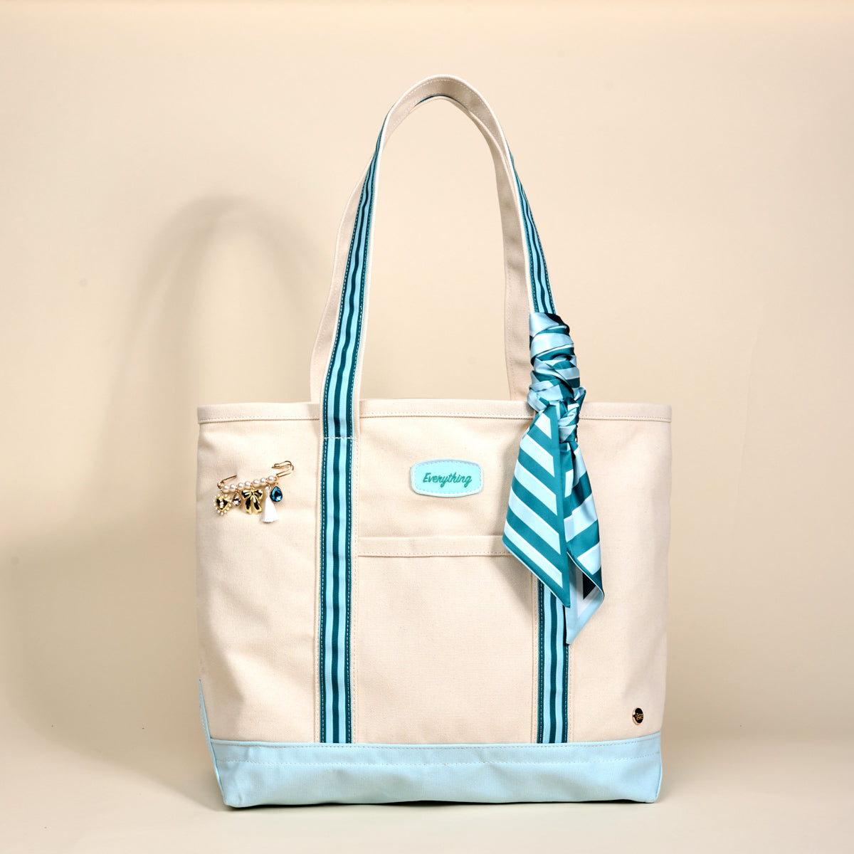 Sicily Stripes Teal The Darling Canvas Tote Bag