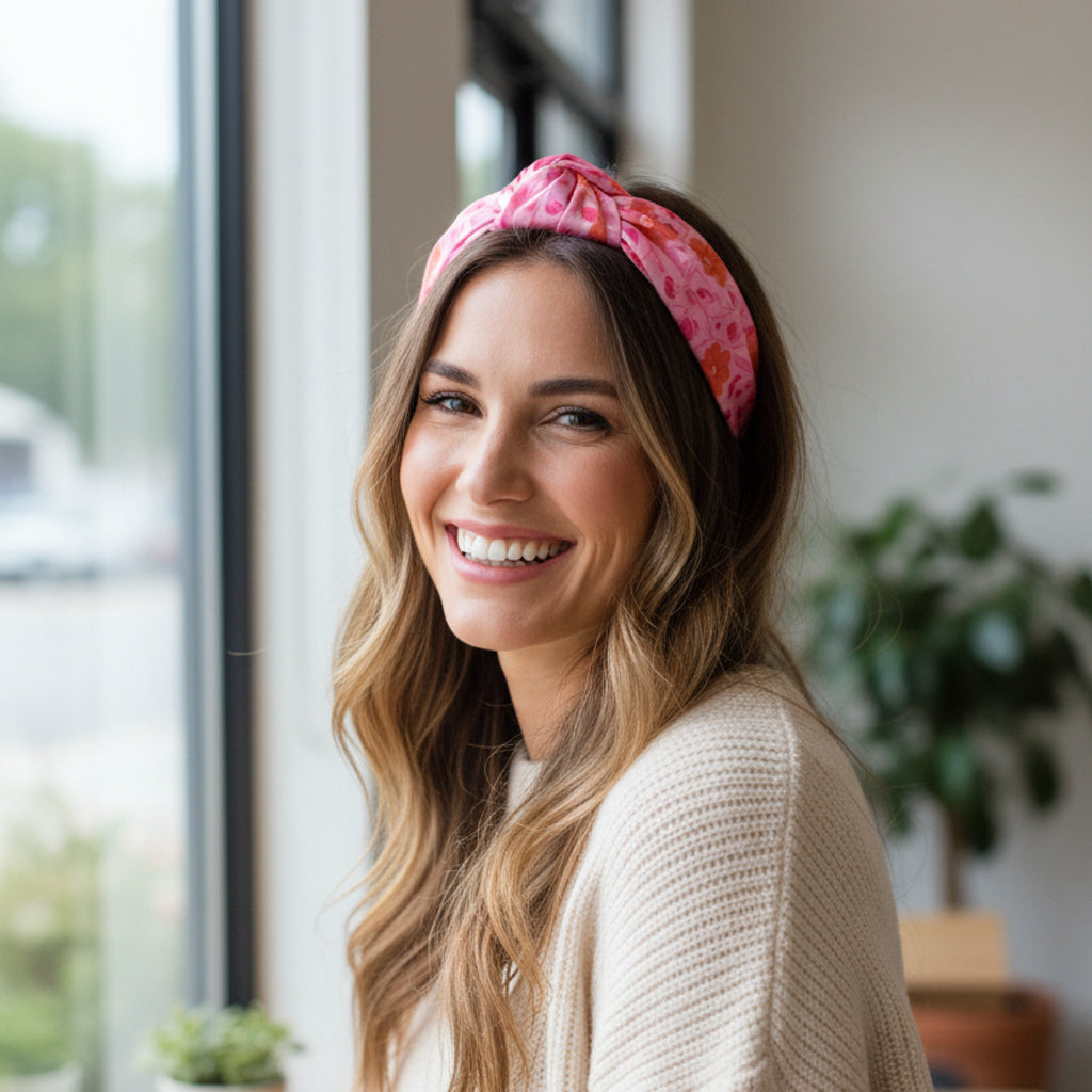 Poppin' Petals Hot Pink Classic Twist Headband