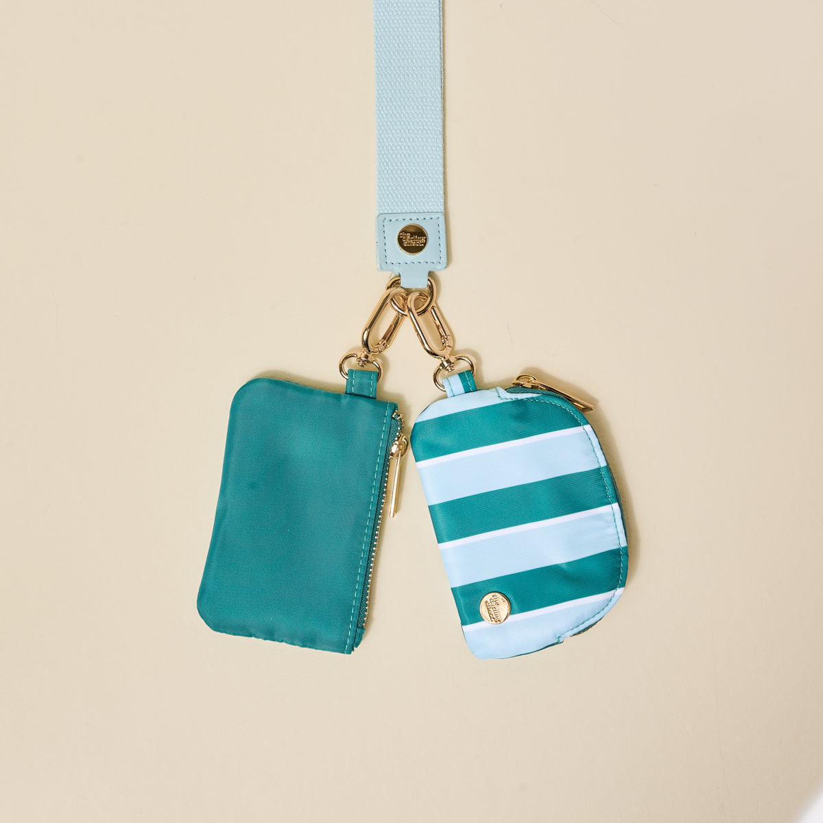 Sicily Stripes Teal Dynamic Duo Pouch Wristlet