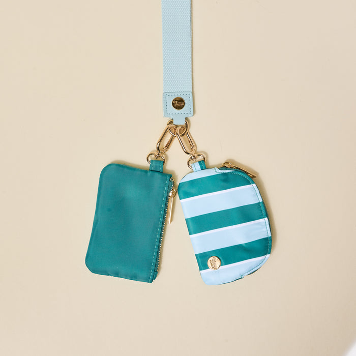 Sicily Stripes Teal Dynamic Duo Pouch Wristlet