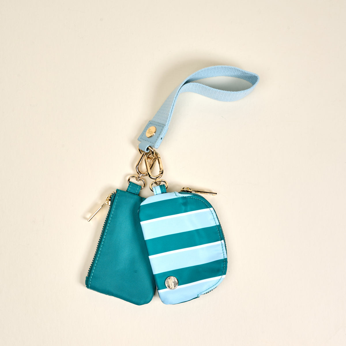 Sicily Stripes Teal Dynamic Duo Pouch Wristlet