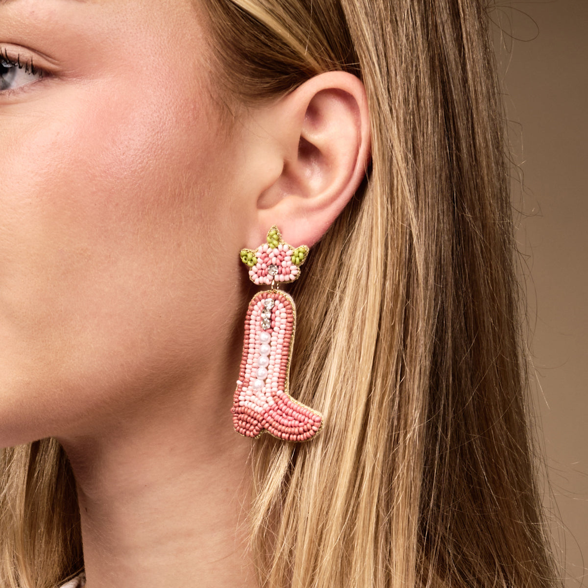 Cowgirl Boot Beaded Earrings