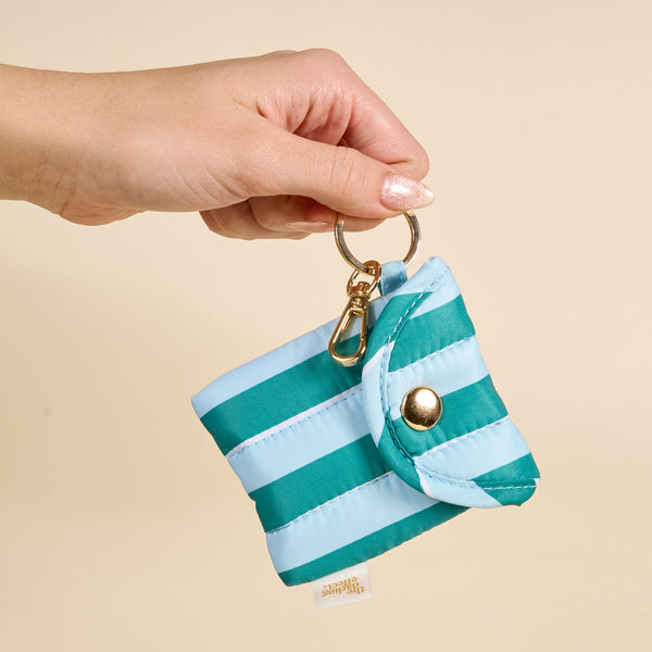 Sicily Stripes Teal Puffy Earbud Case