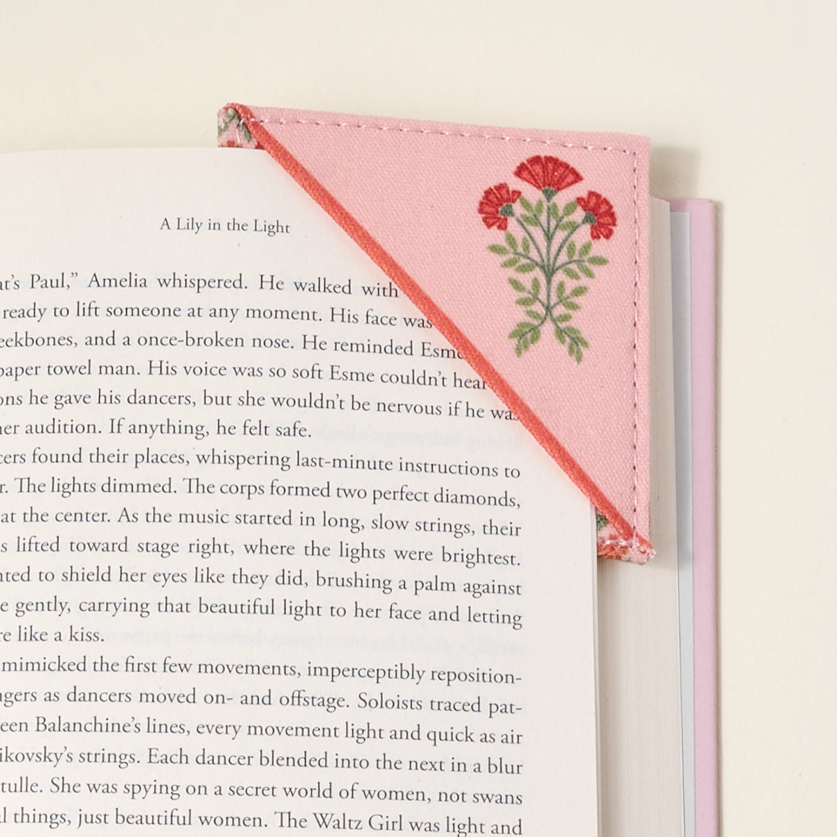 Everbloom Dusty Rose Corner Keeper Fabric Bookmark