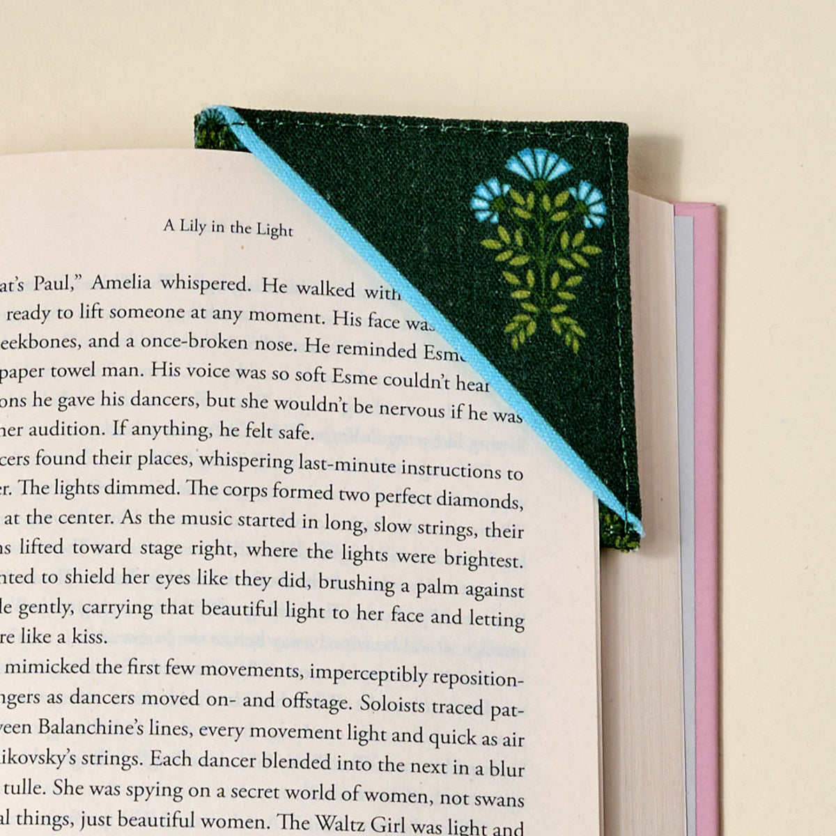 Everbloom Forest Green Corner Keeper Fabric Bookmark