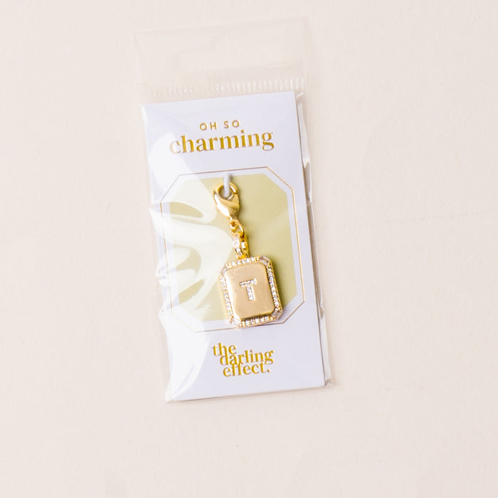 T Jewelry Charm Initial Letter Gold