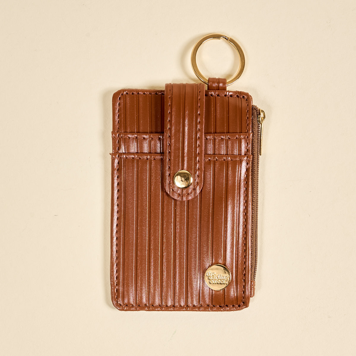 Cognac Ripple Ridge Keychain Wallet