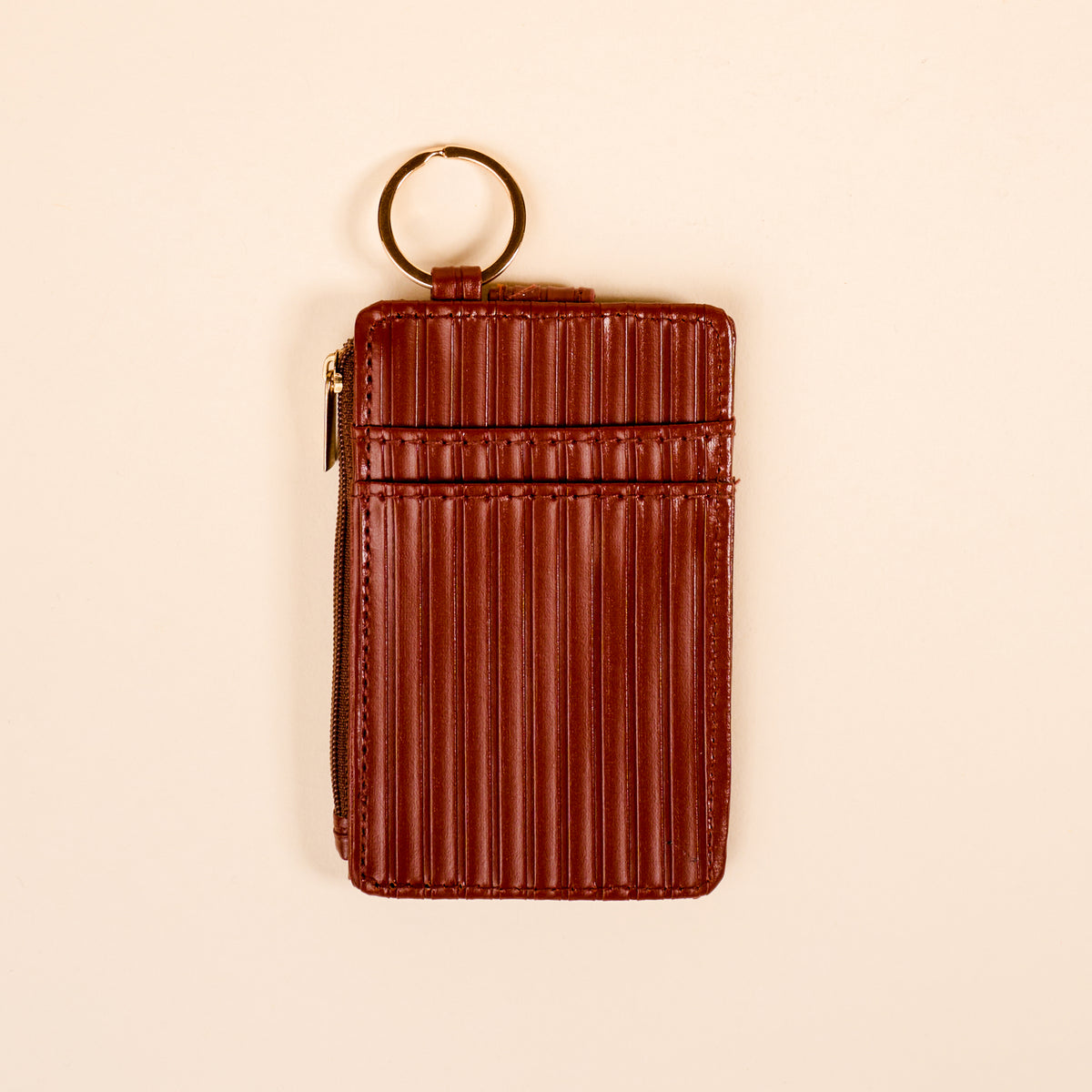 Cognac Ripple Ridge Keychain Wallet