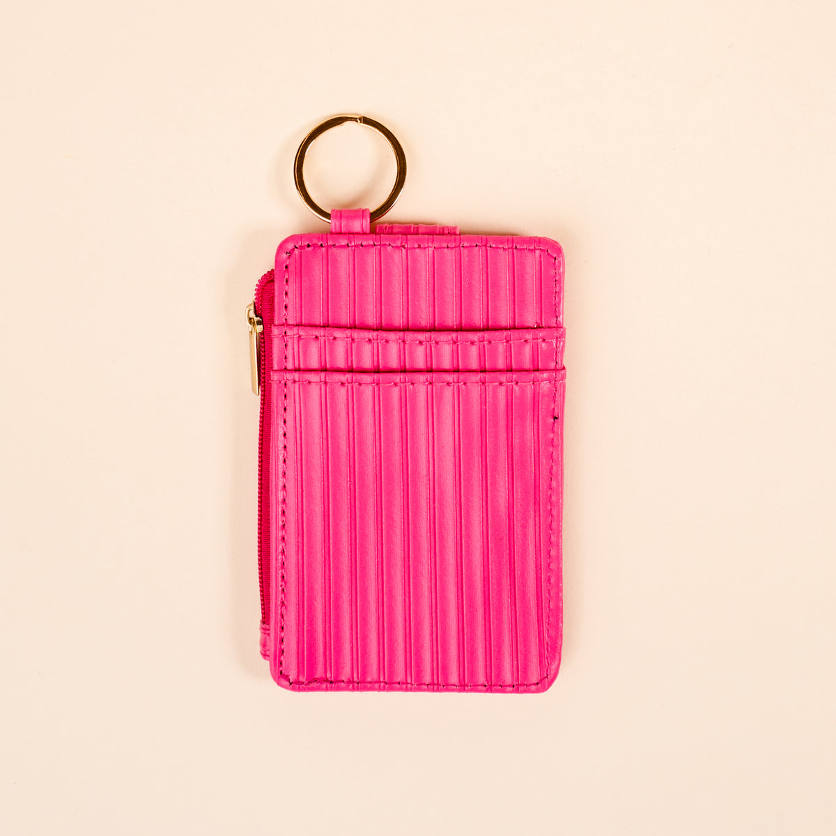 Hot Pink Ripple Ridge Keychain Wallet