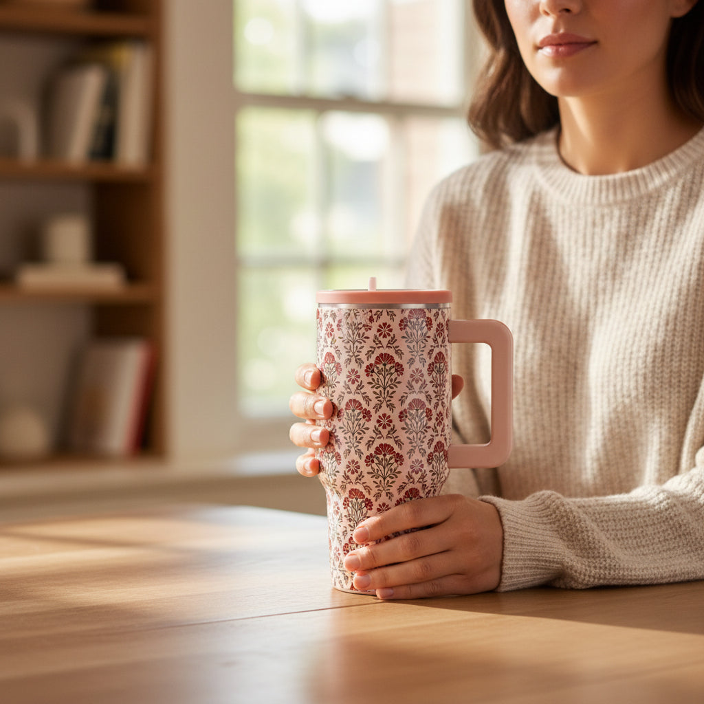 Everbloom Dusty Rose 20 oz Lifestyle Flip Straw Tumbler