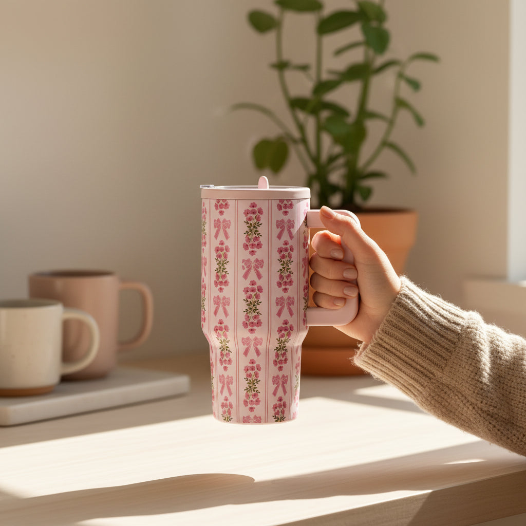 Oh So Fancy Pink 20 oz Lifestyle Flip Straw Tumbler