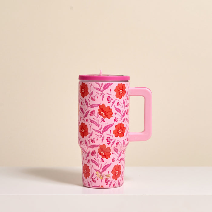 Poppin' Petals Hot Pink 20 oz Lifestyle Flip Straw Tumbler