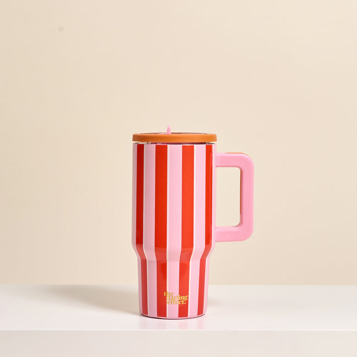 Sicily Stripes Pink 20 oz Lifestyle Flip Straw Tumbler